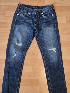 Ariat Women’s Dark Wash Distressed Boyfriend Cut Jeans, 28R